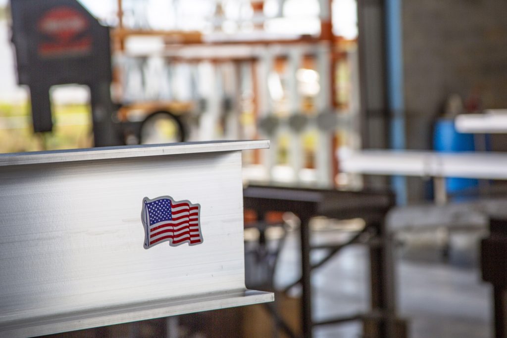 American Flag on Boat Lift Aluminum at Hi-Tide